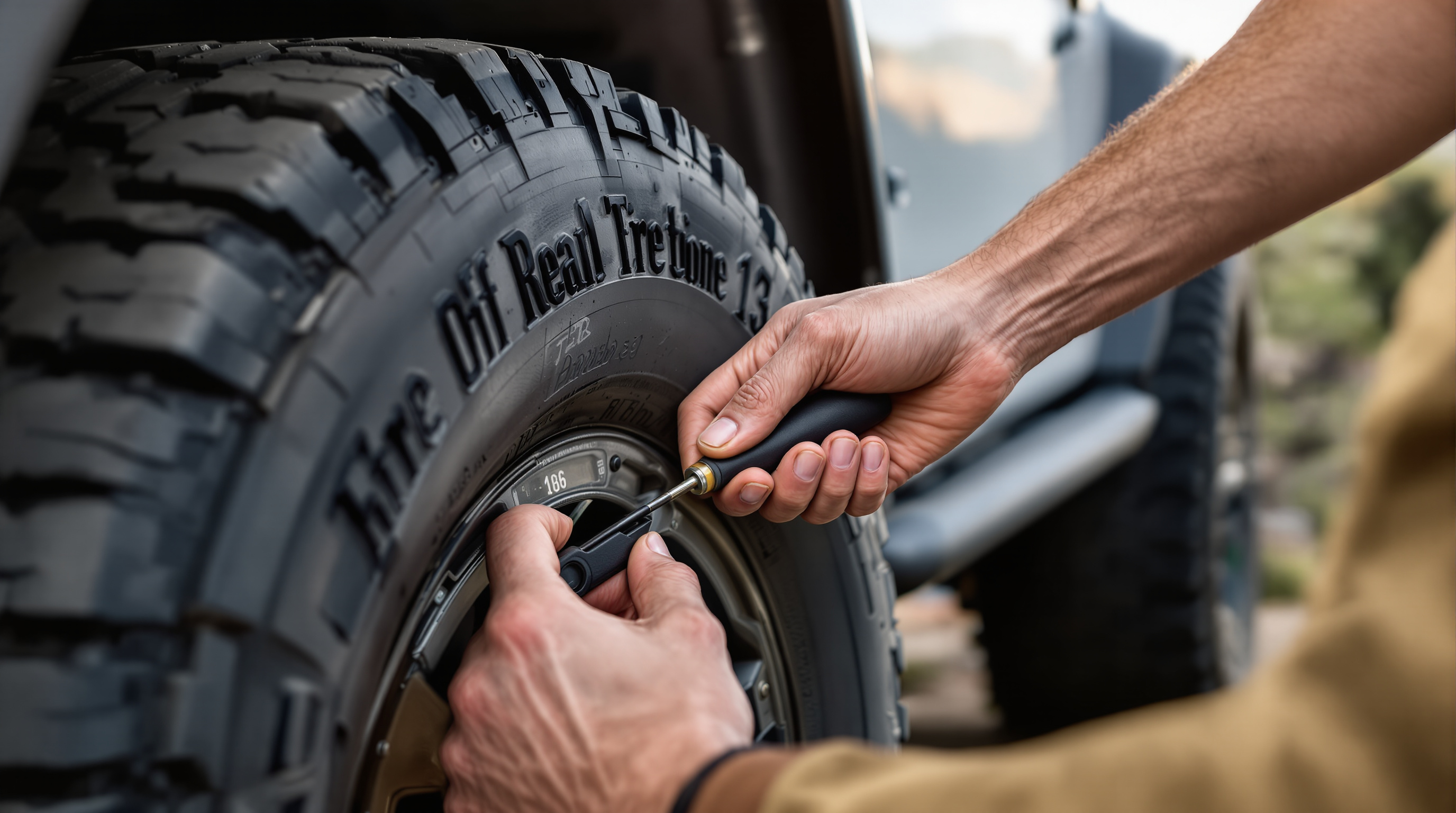 Checking and adjusting tire pressure for off-road use