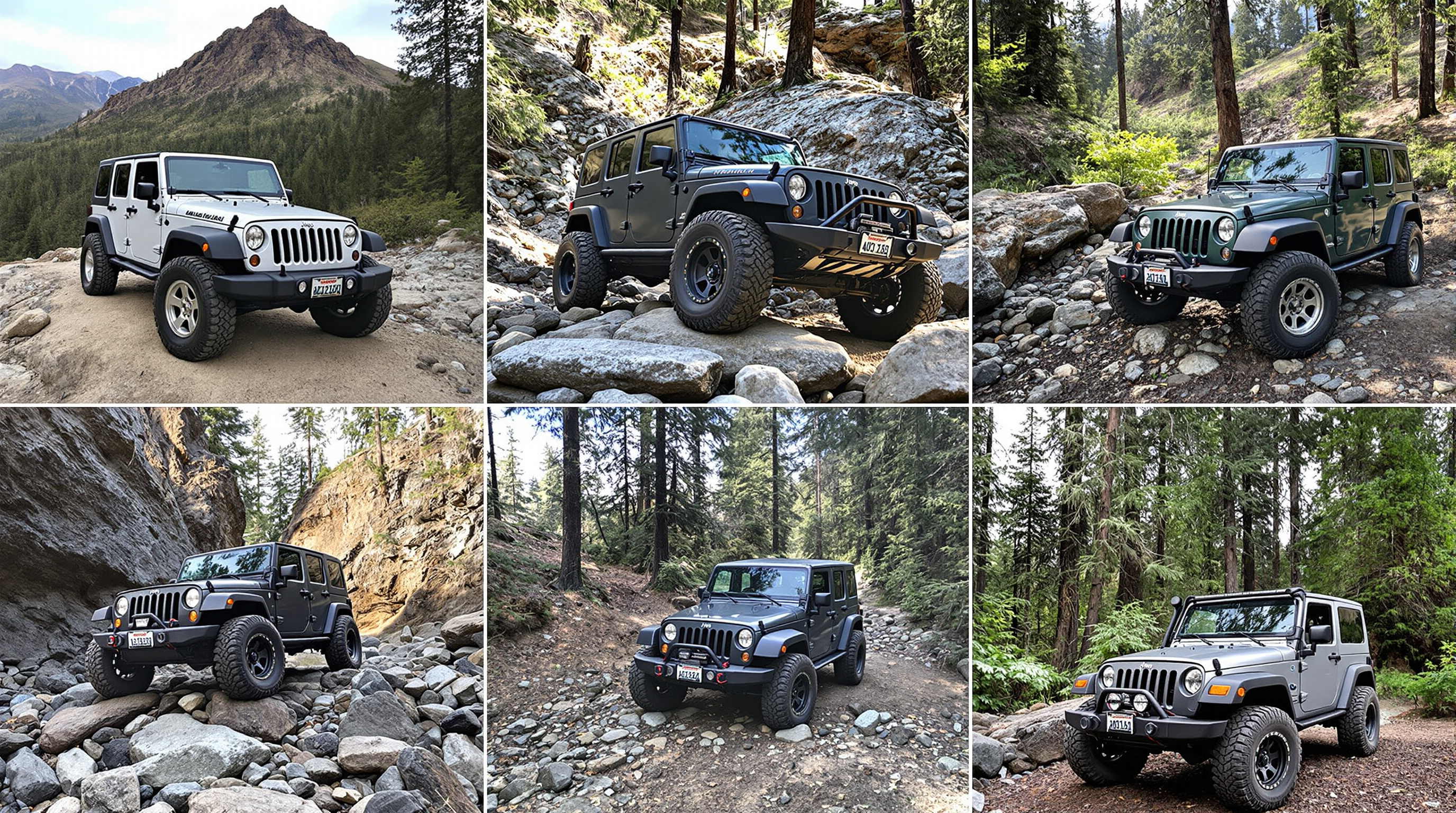 Various 4x4 vehicles on Northern California trails
